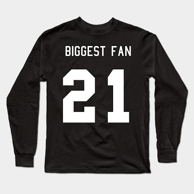 Number 21 Biggest Fan Football Mom Girlfriend Dad Jersey Spirit Wear Long Sleeve T-Shirt by vintageinspired